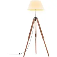 vidaXL Stativlampe Honigbraun und Weiß Teak Massivholz 141 cm