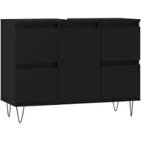 vidaXL Badschrank Schwarz 80x33x60 cm Holzwerkstoff