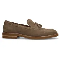 Manfield Beigefarbene Veloursleder-Loafer | Größe 43