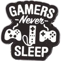 JTI Brosche, Metall - Gamers Never Sleep