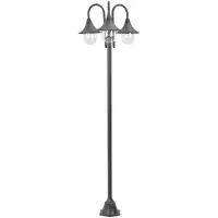 vidaXL Garten-Pollerleuchte E27 220 cm Aluminium 3-Laterne Bronze