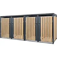 ML-Design Mülltonnenbox 4er für 4 Tonnen 240L 264x80x116,3 cm Anthrazit-Lärchenoptik, Stahl, wetterfest/abschließbar