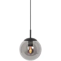 Steinhauer Pendelleuchte Bollique 1-flammig Schwarz Matt/ Rauchglas 20x20cm