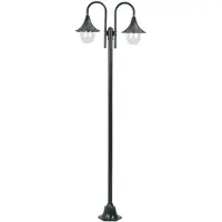 vidaXL Garten-Pollerleuchte E27 220 cm Aluminium 2-Laterne Dunkelgrün