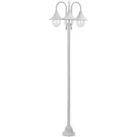 vidaXL Garten-Pollerleuchte E27 220 cm Aluminium 3-Laterne Weiß