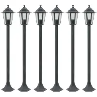 vidaXL Garten-Pollerleuchte 6 Stk. E27 110 cm Aluminium Dunkelgrün