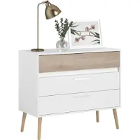You do it Aalborg Kommode mit 3 Schubladen – Weiß – Skandinavischer Stil 90,8 x 40 x 77,5