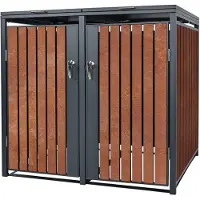 ML-Design Mülltonnenbox 2er für 2 Tonnen 240L 132x80x116,3 cm, Anthrazit-Rostoptik, Stahl/Cortenstahl, abschließbar