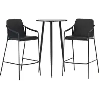 Ebuy24 Plaza Barmöbelsett Bartisch schwarz und 2 Tvist Barhocker schwarz.