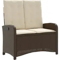 vidaXL Gartenbank Verstellbar mit Kissen Braun Poly Rattan