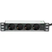 Techly I-CASE M10-4D, Standard, 1U, Einphasig, Horizontal, Aluminium, Schwarz, Silber