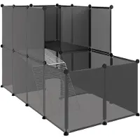 vidaXL Kleintierkäfig Schwarz 142x74x93 cm PP und Stahl