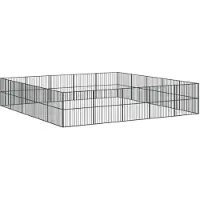 vidaXL Hundelaufstall 20-tlg. Schwarz Verzinkter Stahl