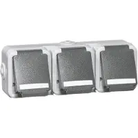 PEHA by Honeywell AP-Steckdose 3-fach PEHA IP44, Schuko, Beschriftung Waagrecht, D 6633 WAB NA