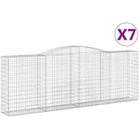 vidaXL Gabionen mit Hochbogen 7 Stk. 400x50x140/160cm Verzinktes Eisen