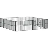 vidaXL Hundelaufstall 16-tlg. Schwarz Verzinkter Stahl
