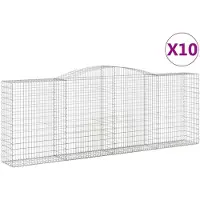 vidaXL Gabionen mit Hochbogen 10 Stk 400x50x140/160cm Verzinktes Eisen