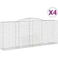 vidaXL Gabionen mit Hochbogen 4 Stk. 400x50x160/180cm Verzinktes Eisen