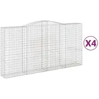vidaXL Gabionen mit Hochbogen 4 Stk. 400x50x200/220cm Verzinktes Eisen