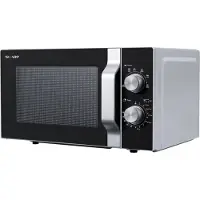 Sharp R-204SA, Arbeitsplatte, Grill-Mikrowelle, 20 l, 800 W, Drehregler, Schwarz, Grau, Edelstahl