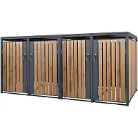 ML-Design Mülltonnenbox 4er für 4 Tonnen 240L 264x80x120 cm Anthrazit-Eichenoptik, Stahl, wetterfest/abschließbar