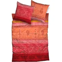 Casatex Bettwäsche Indi" orange-rot 1x 155x220 cm + 1x 80x80 cm"