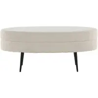 Venture Home | Fußhocker Penelope aus Teddystoff Weiß Teddystoff 100x41x40 cm | NADUVI
