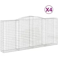 vidaXL Gabionen mit Hochbogen 4 Stk. 400x50x180/200cm Verzinktes Eisen