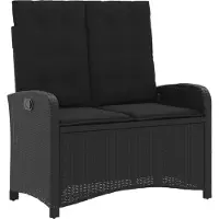 vidaXL Gartenbank Verstellbar mit Kissen Schwarz Poly Rattan