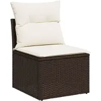 vidaXL Gartensofa ohne Armlehnen mit Kissen Braun Poly Rattan 366199