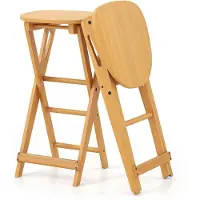 Coast 2er Set Barhocker Klappbar, Barstuhl Bambus mit Fußstütze, Küchenstuhl Sitzhöhe 61 cm, Tresenhocker Bistrohocker, 36 x 33 x 61 cm (2 Stühle ohne Lehne)
