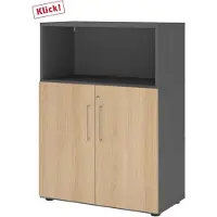 Hjh OFFICE PRO Regalschrank »Flexwall« 80 cm breit 3 OH abschließbar grau, 80x110x40 cm