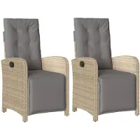 vidaXL Gartensessel mit Fußteil 2 Stk. Verstellbar Poly Rattan