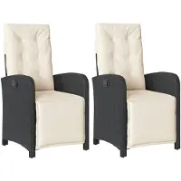 vidaXL Gartensessel mit Fußteil 2 Stk. Verstellbar Schwarz Poly Rattan