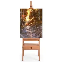 Coast Art-Ezel Floor Painter's Easel mit Schublade aus Buchenholz Painter's Easel mit verstellbarem Regal Natur