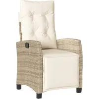 vidaXL Gartensessel mit Fußteil Verstellbar Beige Poly Rattan
