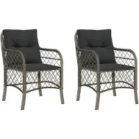 vidaXL Gartenstühle mit Kissen 2 Stk. Grau Poly Rattan