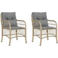 vidaXL Gartenstühle mit Kissen 2 Stk. Beigemischung Poly Rattan