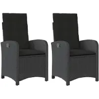 vidaXL Gartensessel mit Kissen 2 Stk. Verstellbar Schwarz Poly Rattan