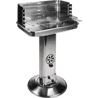 Hi Säulengrill aus Edelstahl - Grillhöhe 74-88cm - 5-fach höhenverstellbares Grillrost, Grill
