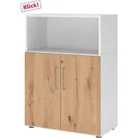 Hjh OFFICE PRO Kombischrank FW38T2KG, asteiche / weiß, abschließbar, mit 2 Drehtüren, (B/H) 80 x 110 cm