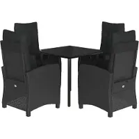 vidaXL 5-tlg. Garten-Essgruppe mit Kissen Schwarz Poly Rattan