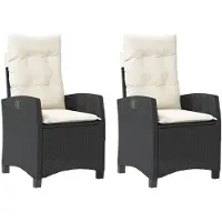 vidaXL Gartensessel mit Kissen 2 Stk. Verstellbar Schwarz Poly Rattan