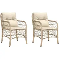 vidaXL Gartenstühle mit Kissen 2 Stk. Beige Poly Rattan