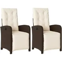 vidaXL Gartensessel mit Fußteil 2 Stk. Verstellbar Braun Poly Rattan