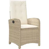vidaXL Gartensessel mit Kissen Verstellbar Beige Poly Rattan