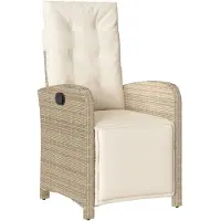 vidaXL Gartensessel mit Fußteil Verstellbar Beige Poly Rattan