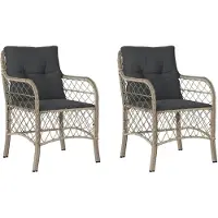 vidaXL Gartenstühle mit Kissen 2 Stk. Hellgrau Poly Rattan