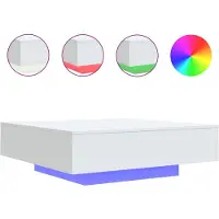 vidaXL Couchtisch mit LED-Leuchten Weiß 100x100x31 cm