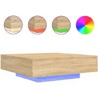 vidaXL Couchtisch mit LED-Leuchten Sonoma-Eiche 100x100x31 cm